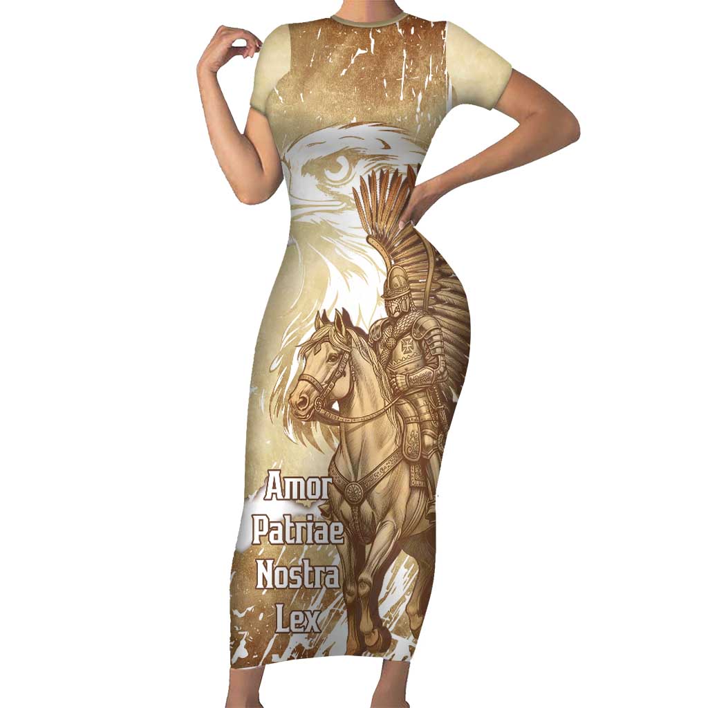 Winged Hussars Poland Short Sleeve Bodycon Dress Amor Patriae Nostra Lex Polska Eagle