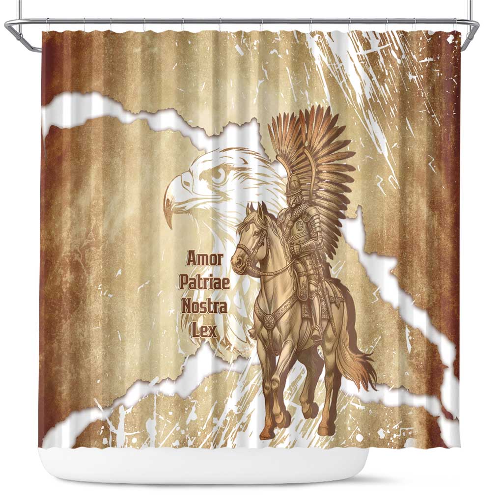 Winged Hussars Poland Shower Curtain Amor Patriae Nostra Lex Polska Eagle