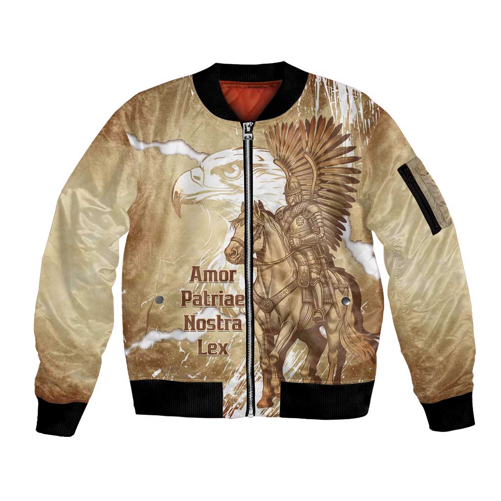 Winged Hussars Poland Sleeve Zip Bomber Jacket Amor Patriae Nostra Lex Polska Eagle