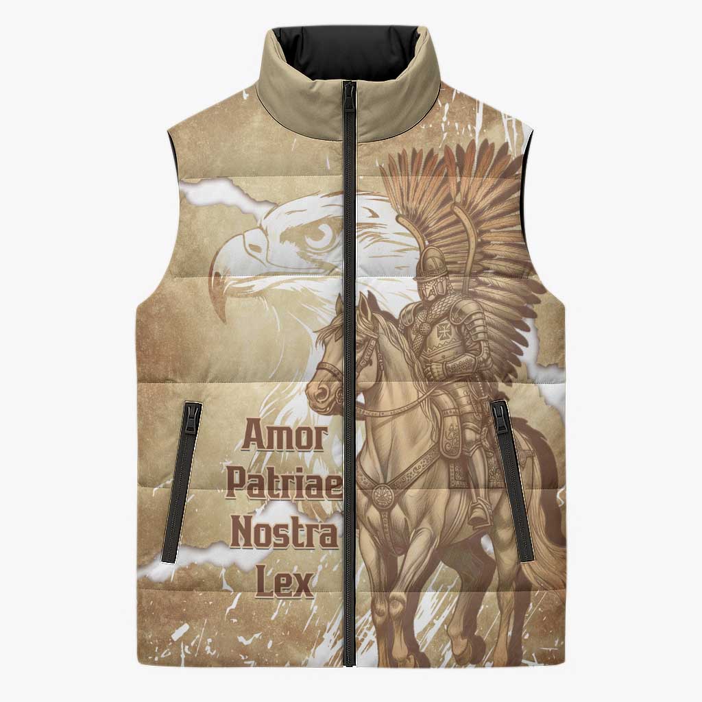 Winged Hussars Poland Sleeveless Puffer Jacket Amor Patriae Nostra Lex Polska Eagle