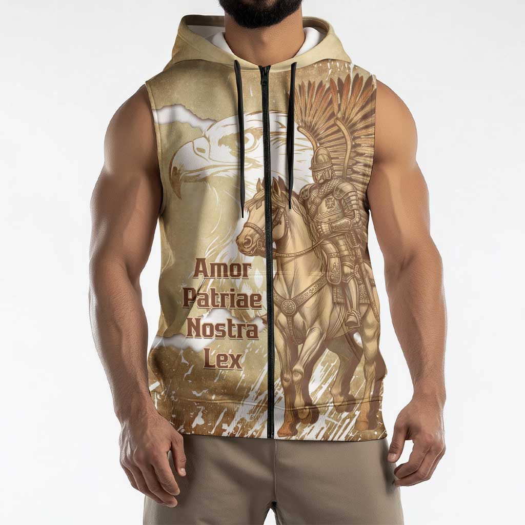 Winged Hussars Poland Sleeveless Zip Hoodie Amor Patriae Nostra Lex Polska Eagle