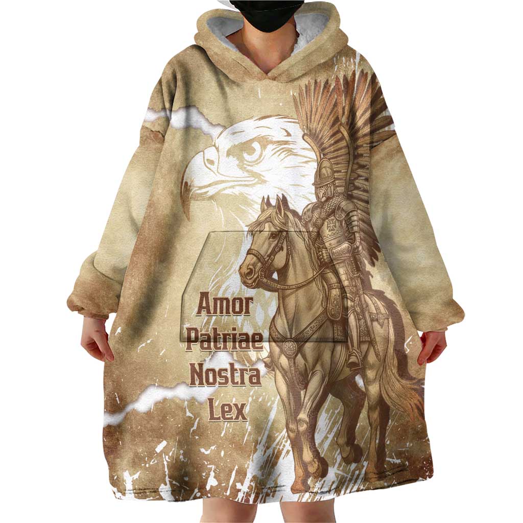 Winged Hussars Poland Wearable Blanket Hoodie Amor Patriae Nostra Lex Polska Eagle