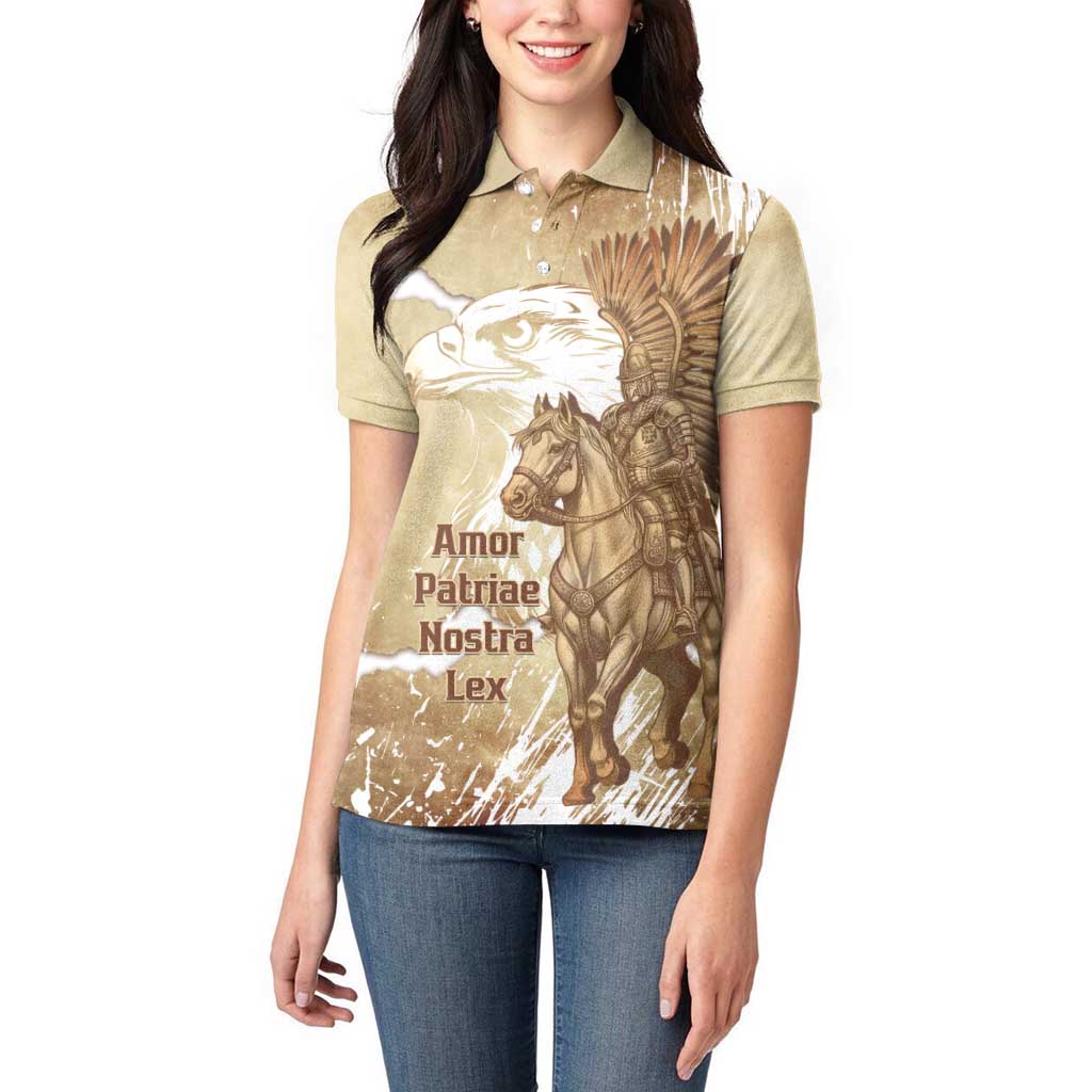 Winged Hussars Poland Women Polo Shirt Amor Patriae Nostra Lex Polska Eagle