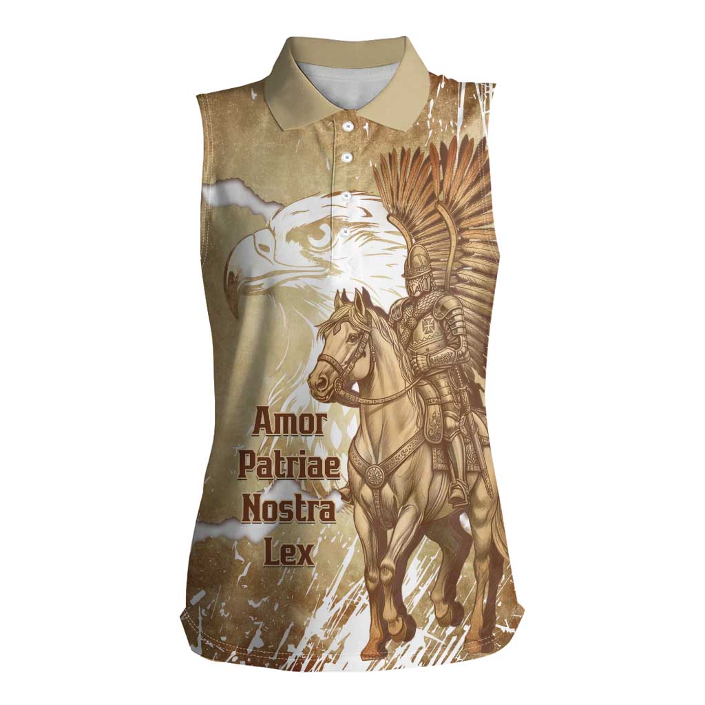 Winged Hussars Poland Women Sleeveless Polo Shirt Amor Patriae Nostra Lex Polska Eagle