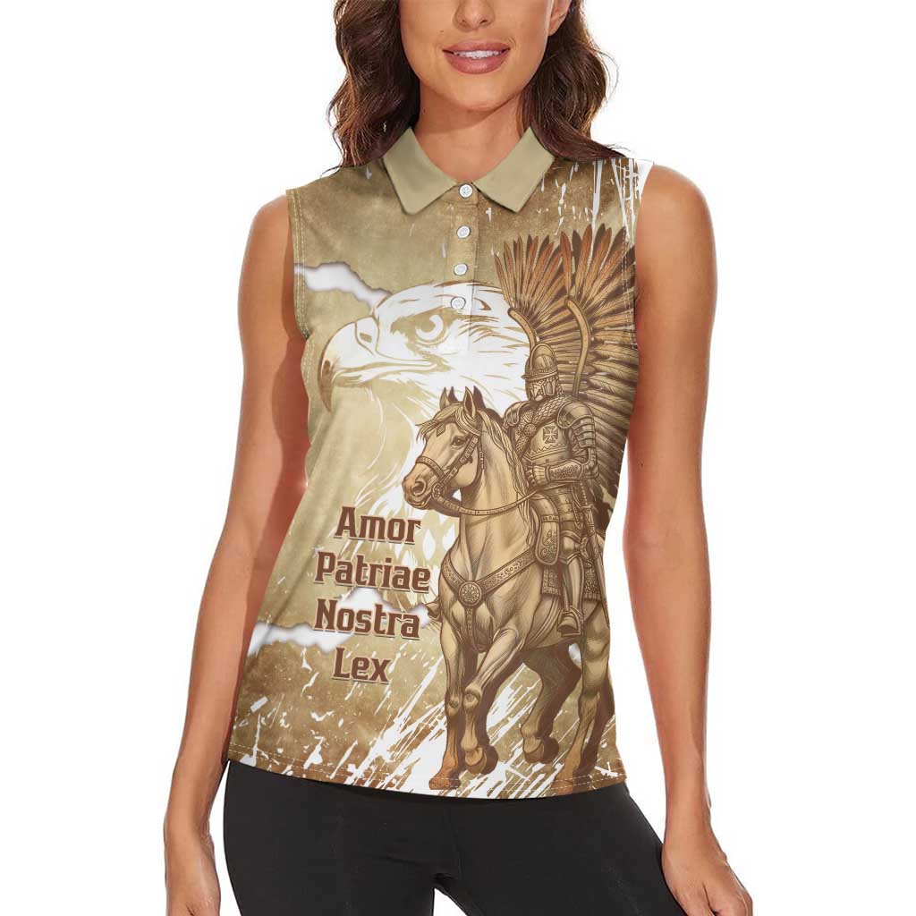 Winged Hussars Poland Women Sleeveless Polo Shirt Amor Patriae Nostra Lex Polska Eagle