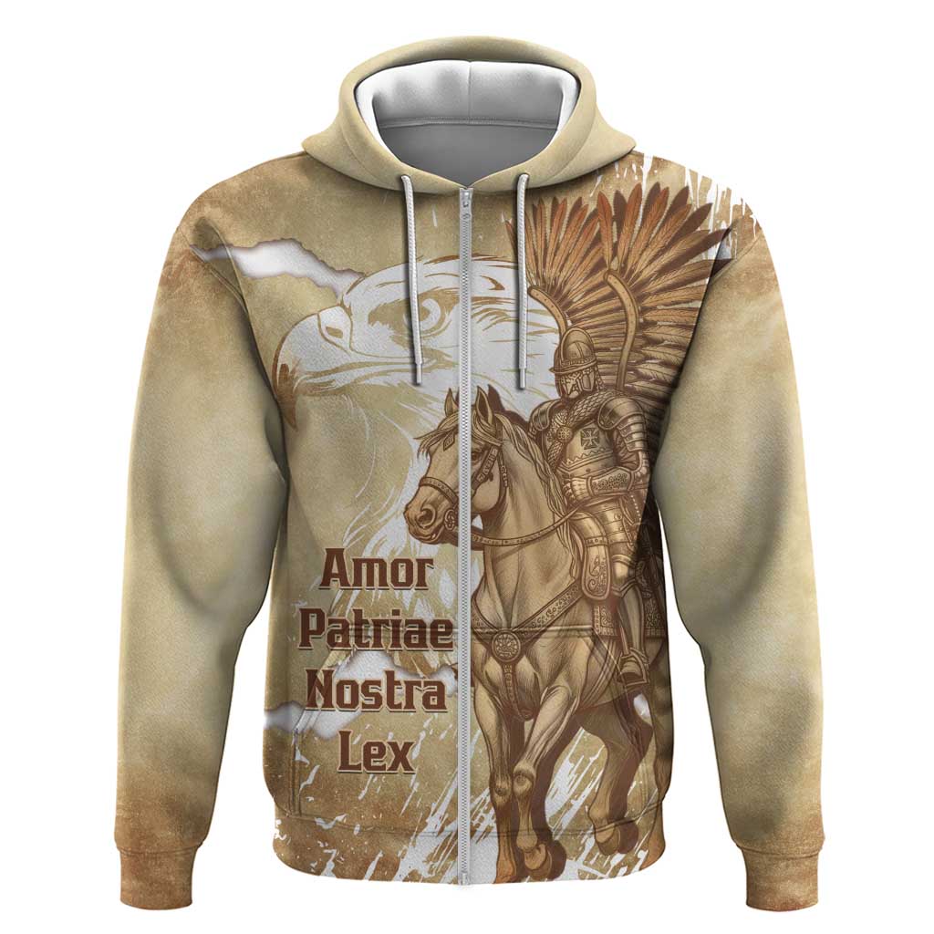 Winged Hussars Poland Zip Hoodie Amor Patriae Nostra Lex Polska Eagle