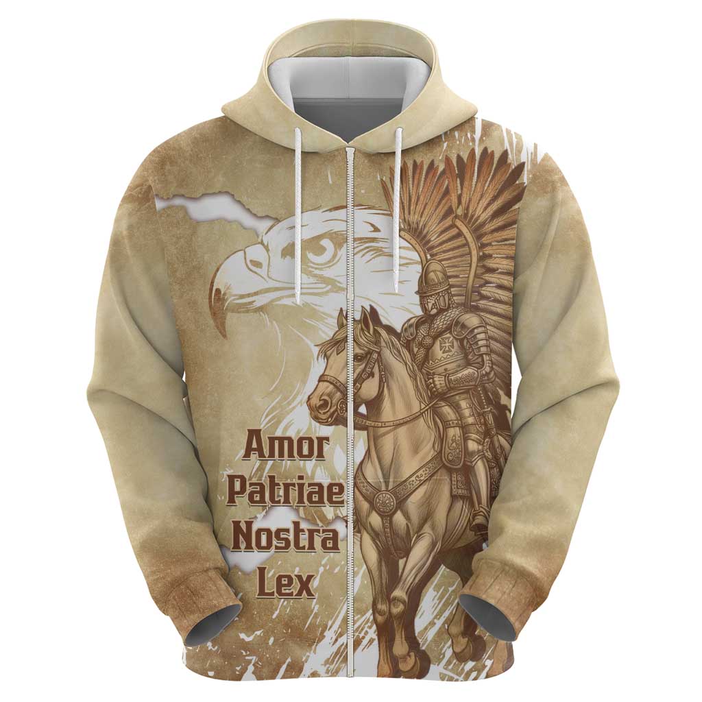 Winged Hussars Poland Zip Hoodie Amor Patriae Nostra Lex Polska Eagle