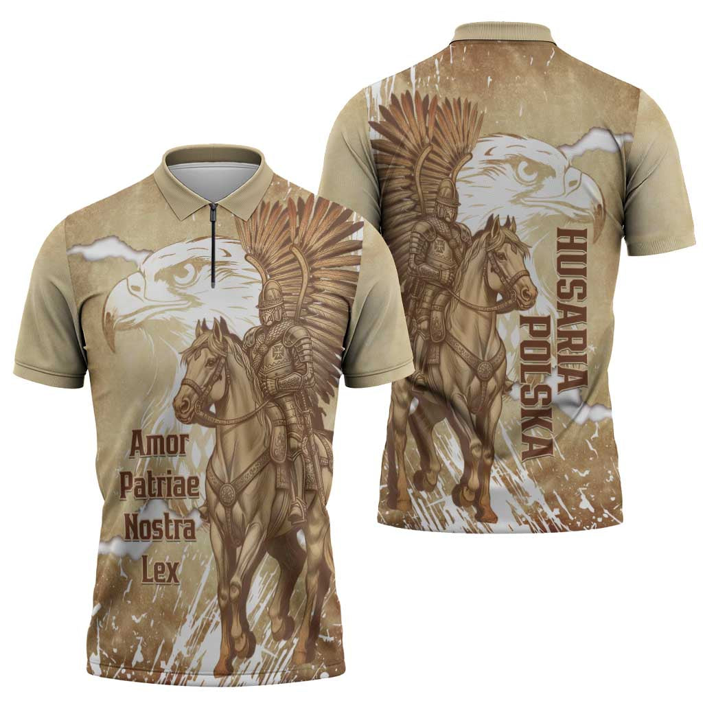 Winged Hussars Poland Zipper Polo Shirt Amor Patriae Nostra Lex Polska Eagle