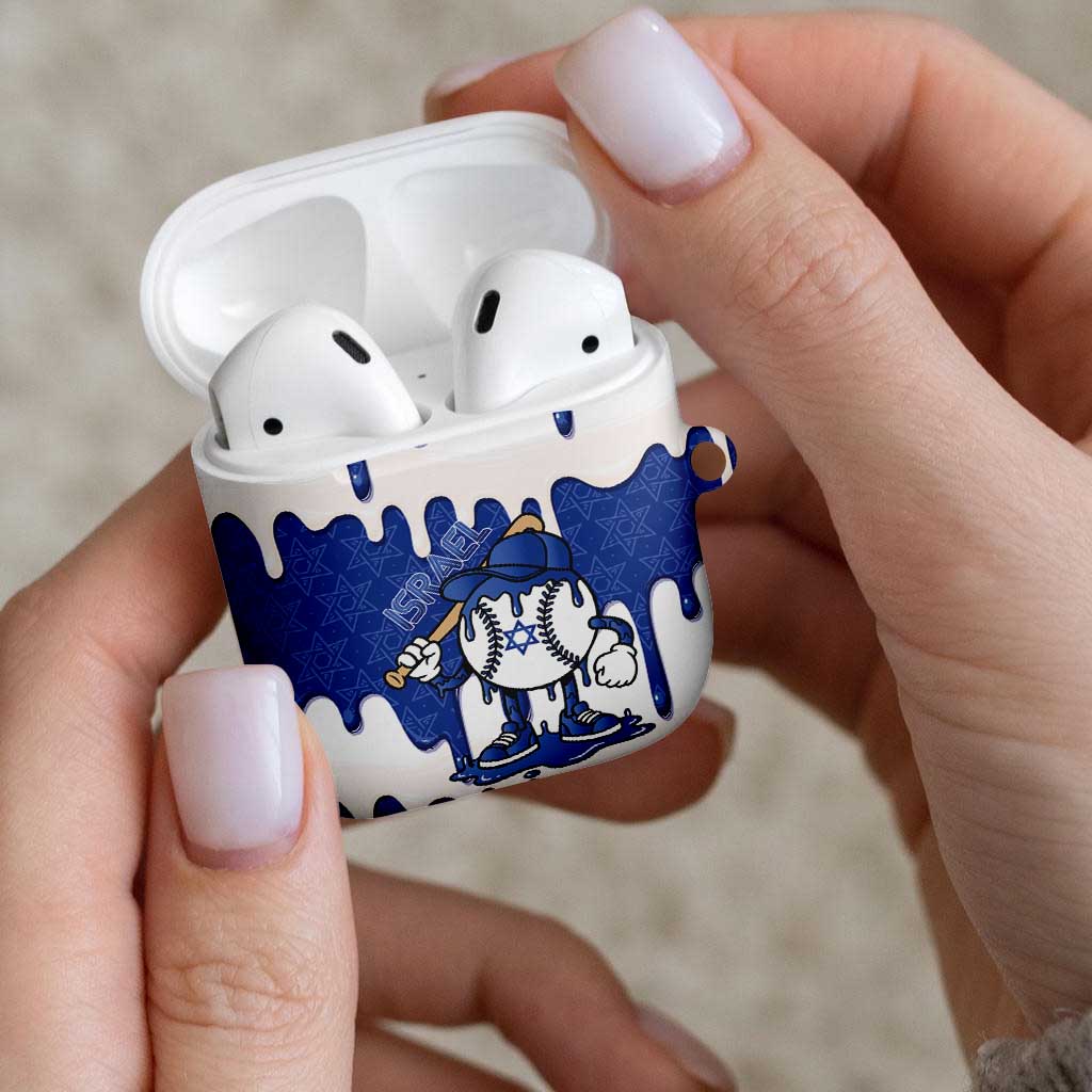 Israel 2026 Baseball AirPods Case Star of David Pattern Drip Style
