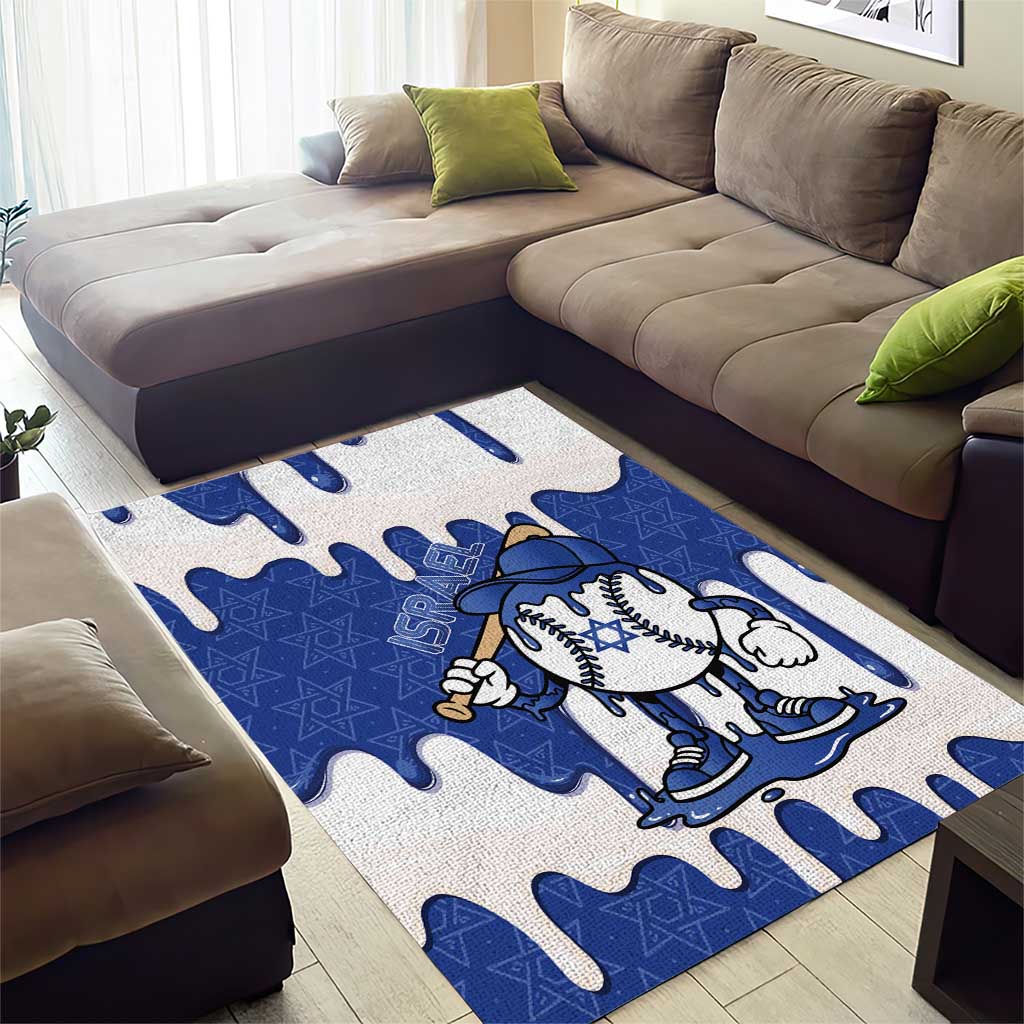 Israel 2026 Baseball Area Rug Star of David Pattern Drip Style