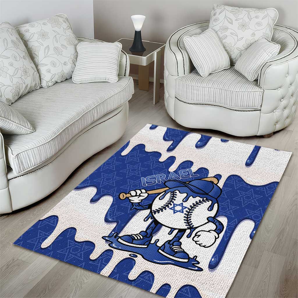 Israel 2026 Baseball Area Rug Star of David Pattern Drip Style