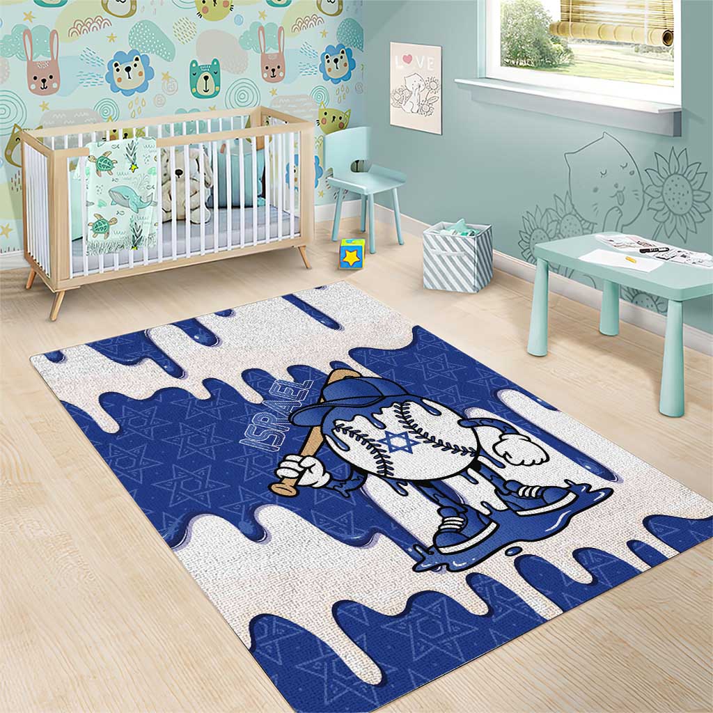Israel 2026 Baseball Area Rug Star of David Pattern Drip Style