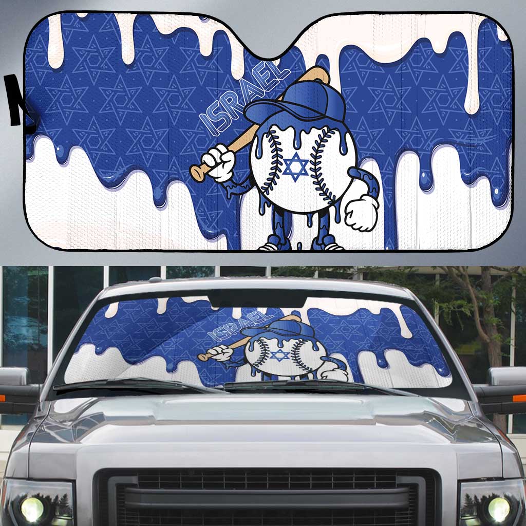 Israel 2026 Baseball Auto Sun Shade Star of David Pattern Drip Style