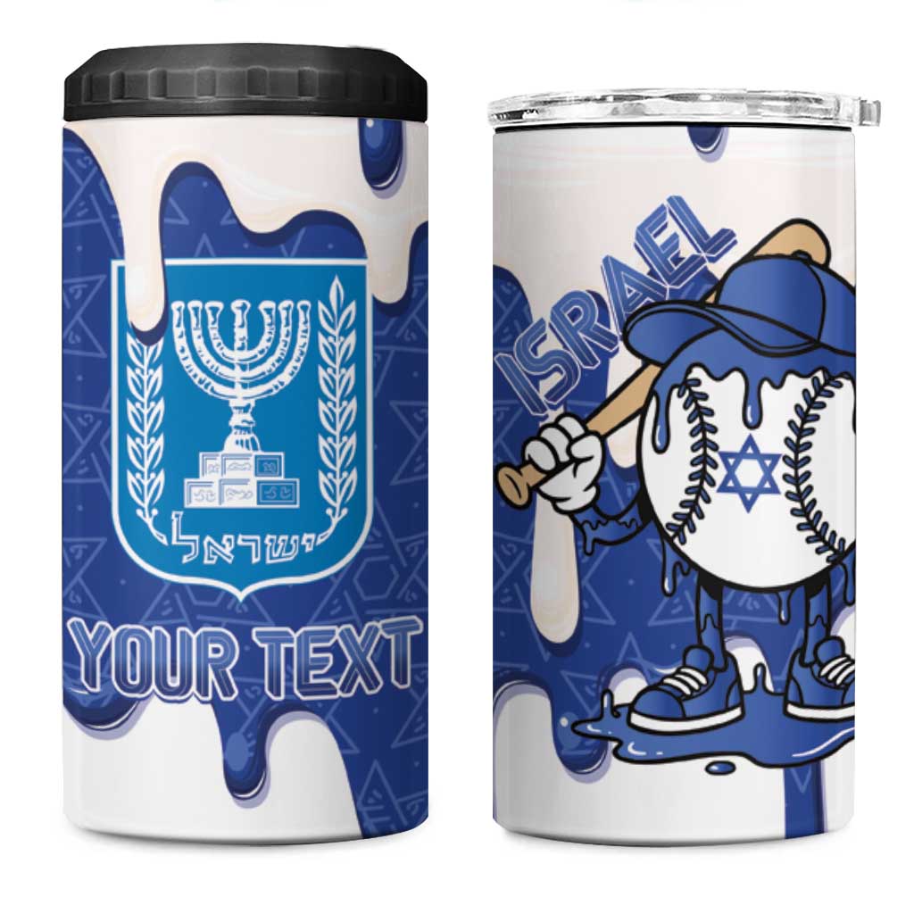 Israel 2026 Baseball Personalised 4 in 1 Can Cooler Tumbler Star of David Pattern Drip Style