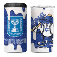 Israel 2026 Baseball Personalised 4 in 1 Can Cooler Tumbler Star of David Pattern Drip Style