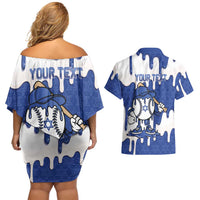 Israel 2026 Baseball Personalised Couples Matching Off Shoulder Short Dress and Hawaiian Shirt Star of David Pattern Drip Style