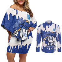 Israel 2026 Baseball Personalised Couples Matching Off Shoulder Short Dress and Long Sleeve Button Shirt Star of David Pattern Drip Style