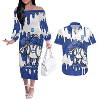 Israel 2026 Baseball Personalised Couples Matching Off The Shoulder Long Sleeve Dress and Hawaiian Shirt Star of David Pattern Drip Style