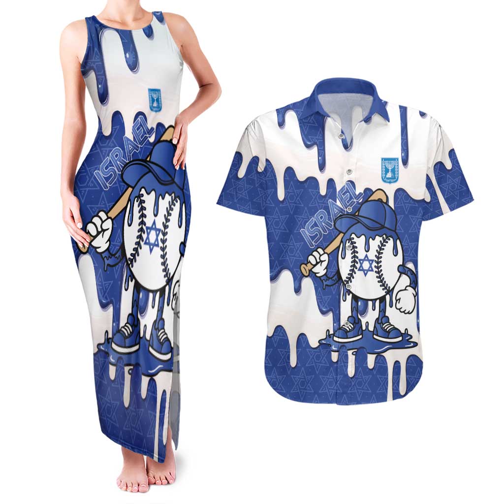 Israel 2026 Baseball Personalised Couples Matching Tank Maxi Dress and Hawaiian Shirt Star of David Pattern Drip Style