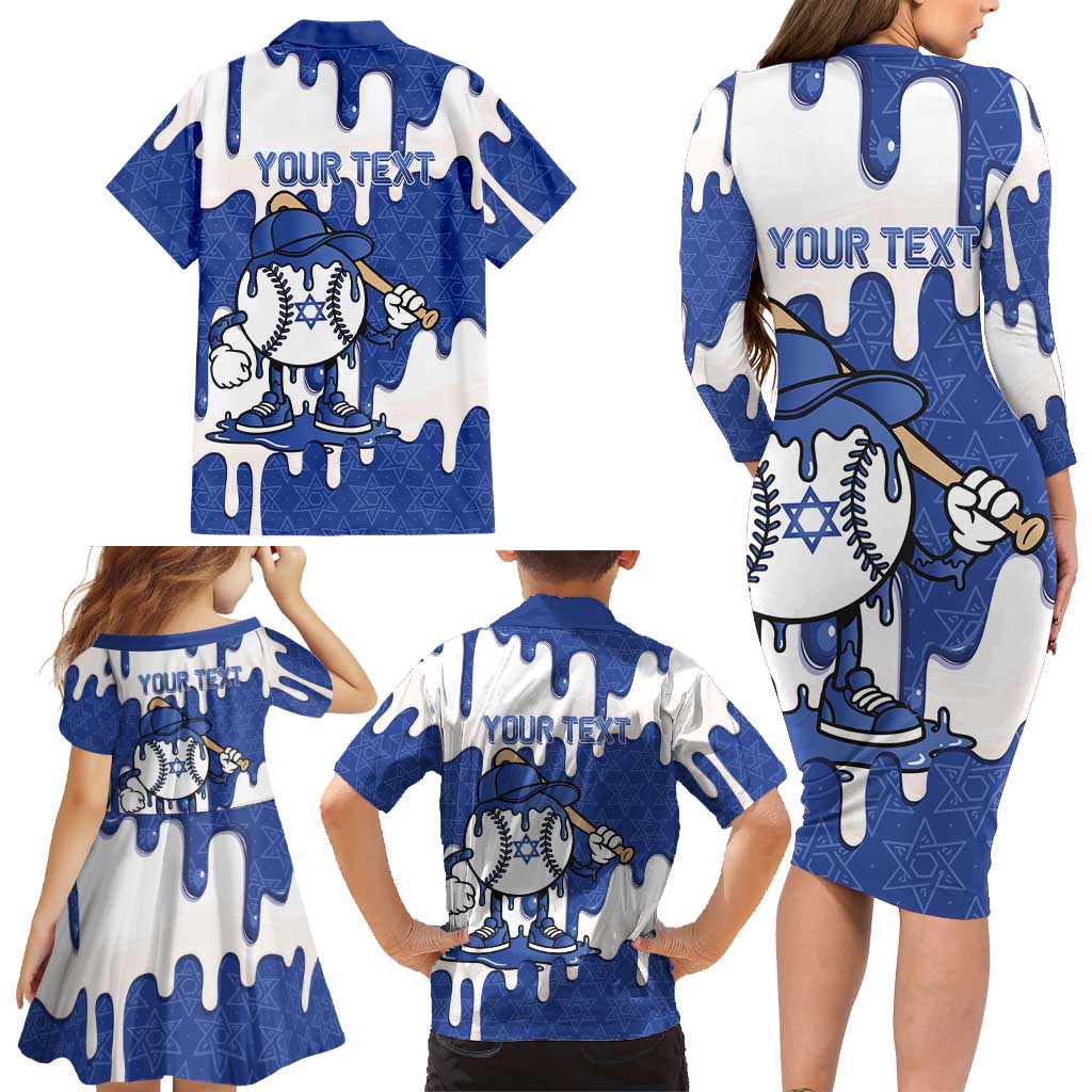 Israel 2026 Baseball Personalised Family Matching Long Sleeve Bodycon Dress and Hawaiian Shirt Star of David Pattern Drip Style