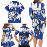 Israel 2026 Baseball Personalised Family Matching Long Sleeve Bodycon Dress and Hawaiian Shirt Star of David Pattern Drip Style