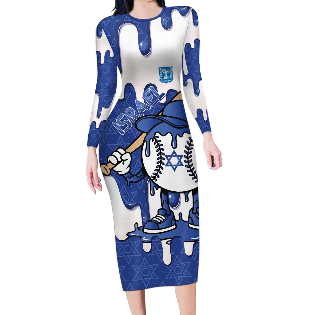 Israel 2026 Baseball Personalised Family Matching Long Sleeve Bodycon Dress and Hawaiian Shirt Star of David Pattern Drip Style