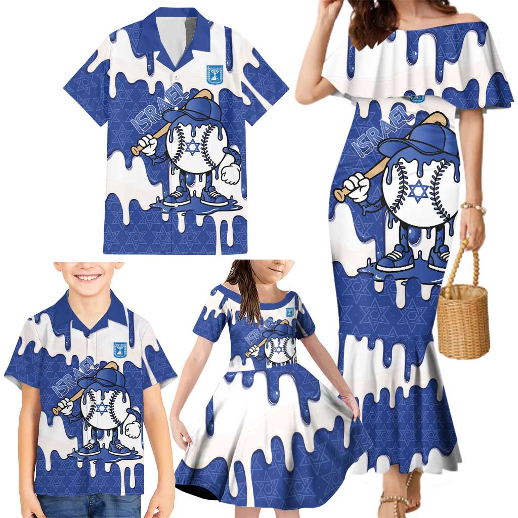 Israel 2026 Baseball Personalised Family Matching Mermaid Dress and Hawaiian Shirt Star of David Pattern Drip Style