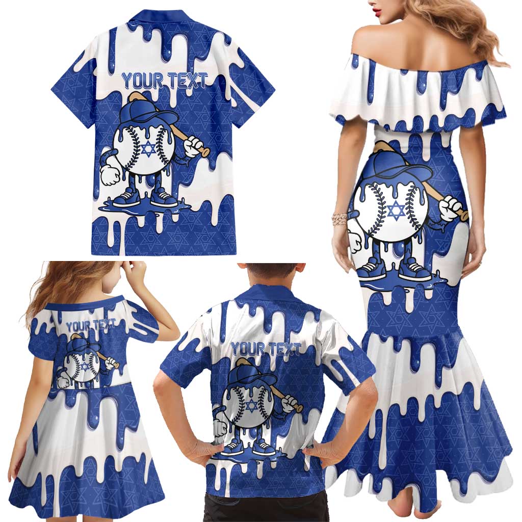 Israel 2026 Baseball Personalised Family Matching Mermaid Dress and Hawaiian Shirt Star of David Pattern Drip Style
