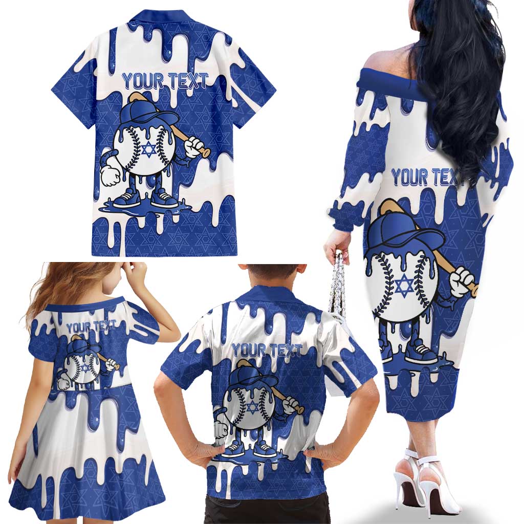 Israel 2026 Baseball Personalised Family Matching Off The Shoulder Long Sleeve Dress and Hawaiian Shirt Star of David Pattern Drip Style