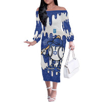 Israel 2026 Baseball Personalised Family Matching Off The Shoulder Long Sleeve Dress and Hawaiian Shirt Star of David Pattern Drip Style