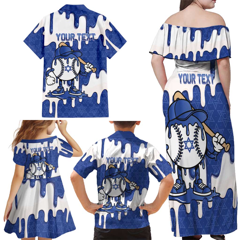 Israel 2026 Baseball Personalised Family Matching Off Shoulder Maxi Dress and Hawaiian Shirt Star of David Pattern Drip Style