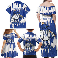 Israel 2026 Baseball Personalised Family Matching Off Shoulder Maxi Dress and Hawaiian Shirt Star of David Pattern Drip Style