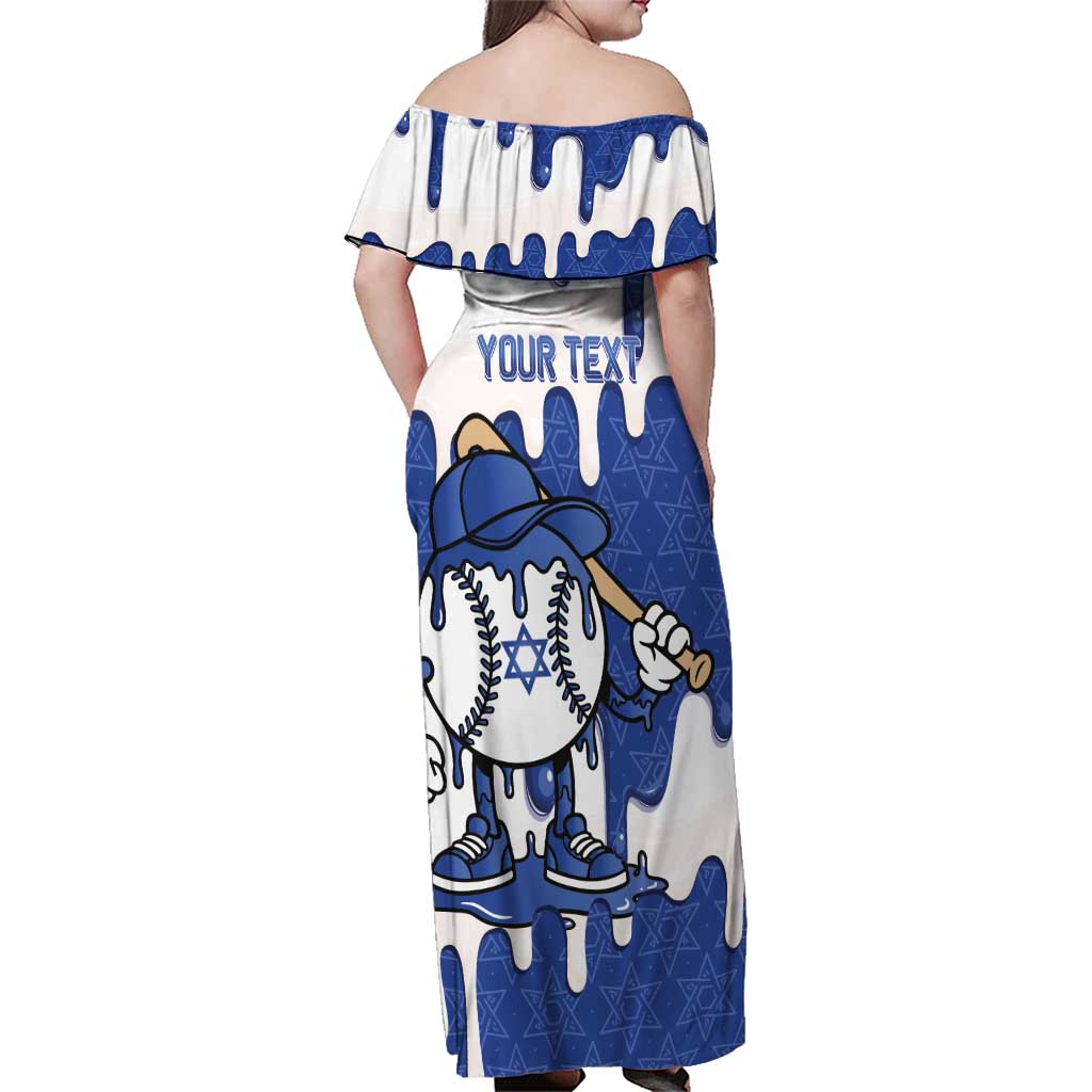 Israel 2026 Baseball Personalised Family Matching Off Shoulder Maxi Dress and Hawaiian Shirt Star of David Pattern Drip Style