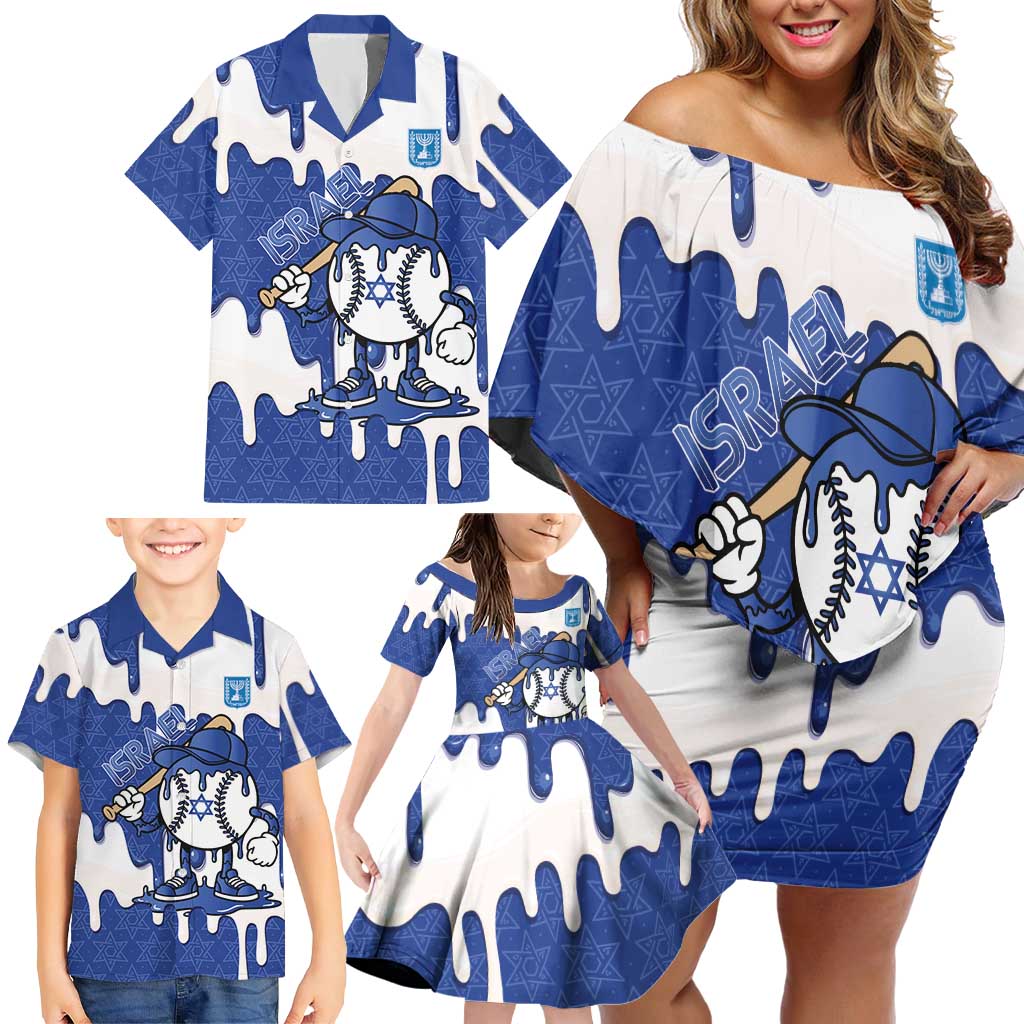 Israel 2026 Baseball Personalised Family Matching Off Shoulder Short Dress and Hawaiian Shirt Star of David Pattern Drip Style