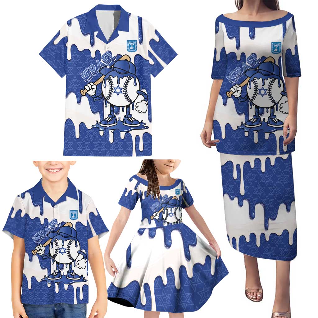 Israel 2026 Baseball Personalised Family Matching Puletasi and Hawaiian Shirt Star of David Pattern Drip Style