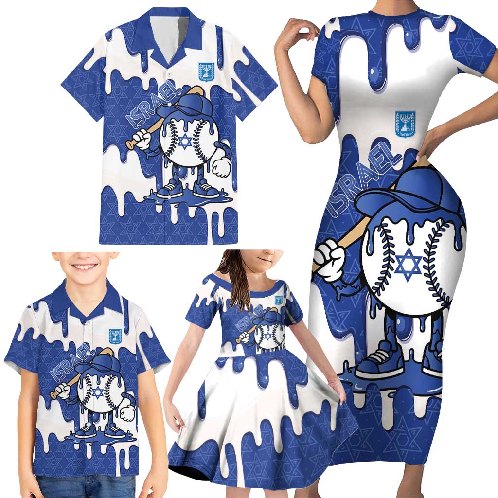 Israel 2026 Baseball Personalised Family Matching Short Sleeve Bodycon Dress and Hawaiian Shirt Star of David Pattern Drip Style
