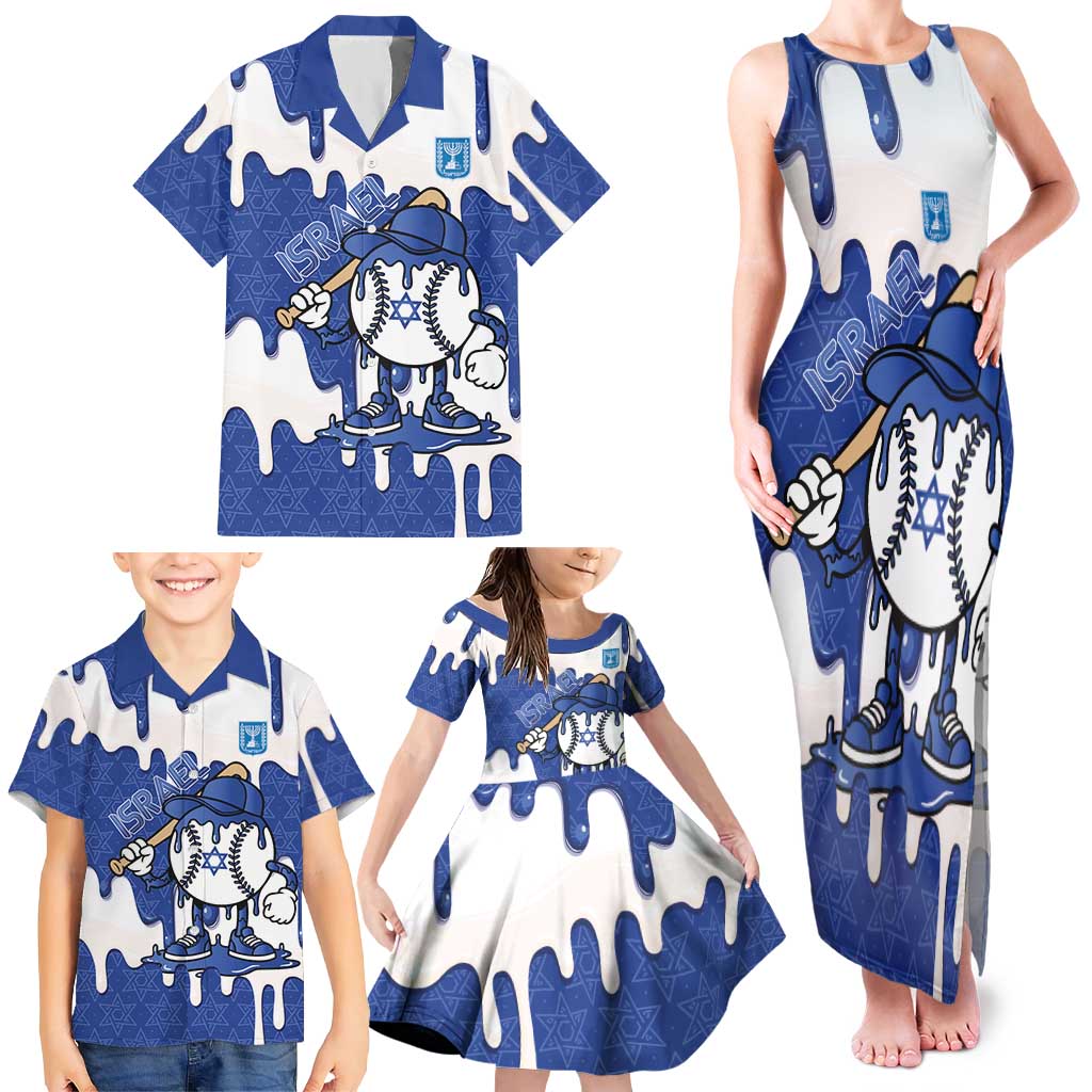Israel 2026 Baseball Personalised Family Matching Tank Maxi Dress and Hawaiian Shirt Star of David Pattern Drip Style