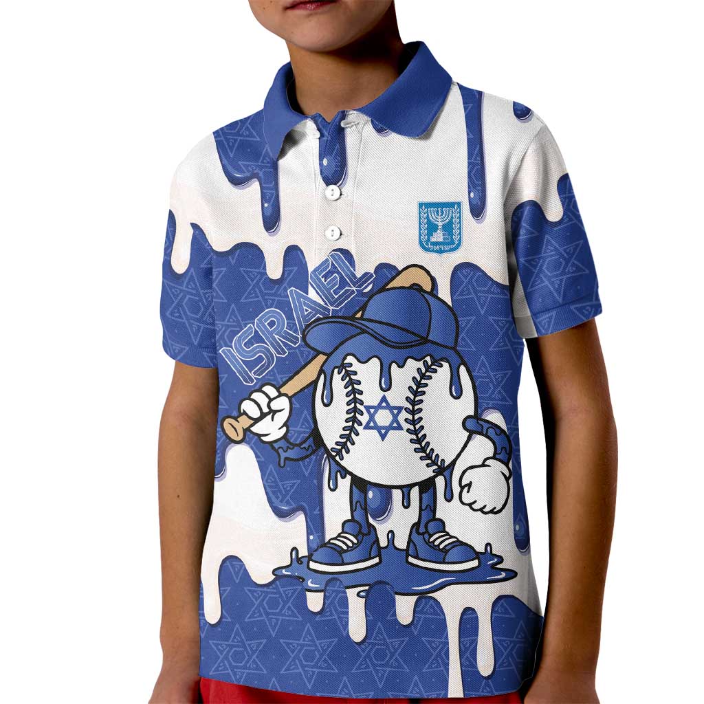 Israel 2026 Baseball Personalised Kid Polo Shirt Star of David Pattern Drip Style
