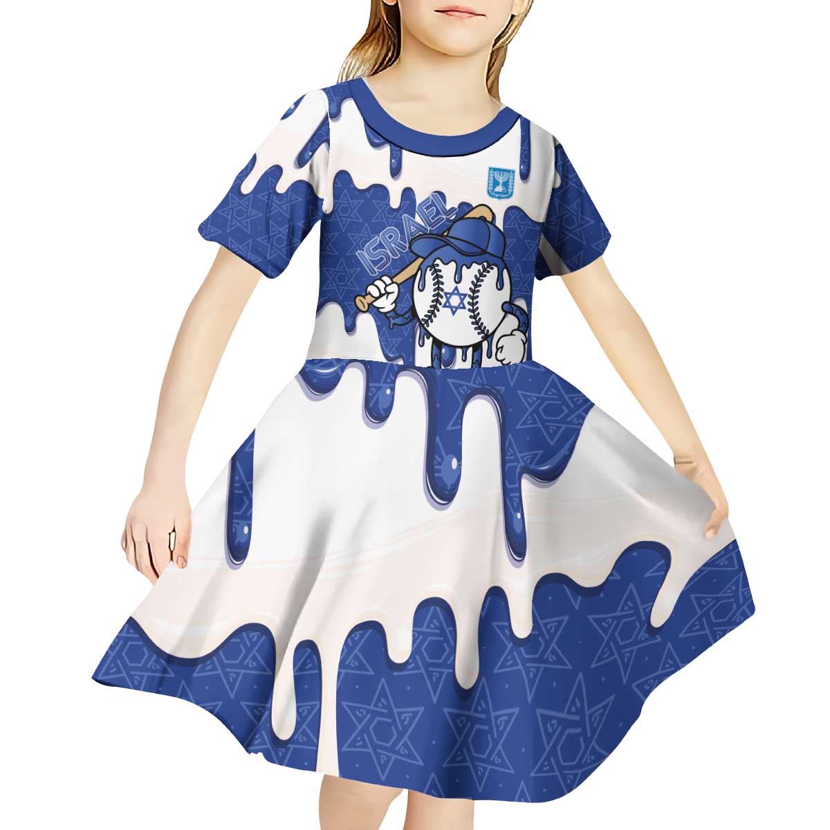 Israel 2026 Baseball Personalised Kid Short Sleeve Dress Star of David Pattern Drip Style