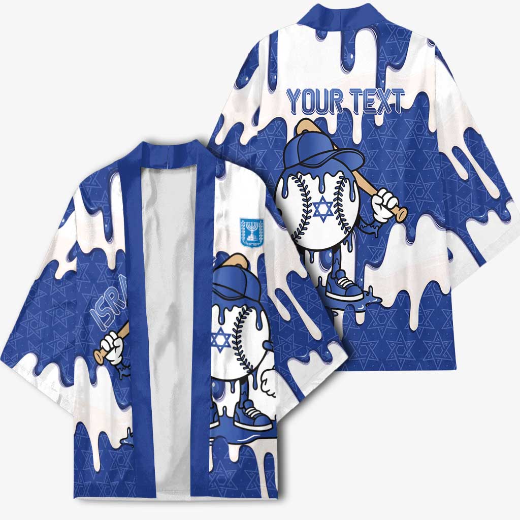 Israel 2026 Baseball Personalised Kimono Star of David Pattern Drip Style
