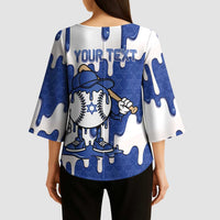 Israel 2026 Baseball Personalised Kimono Sleeve Blouse Star of David Pattern Drip Style