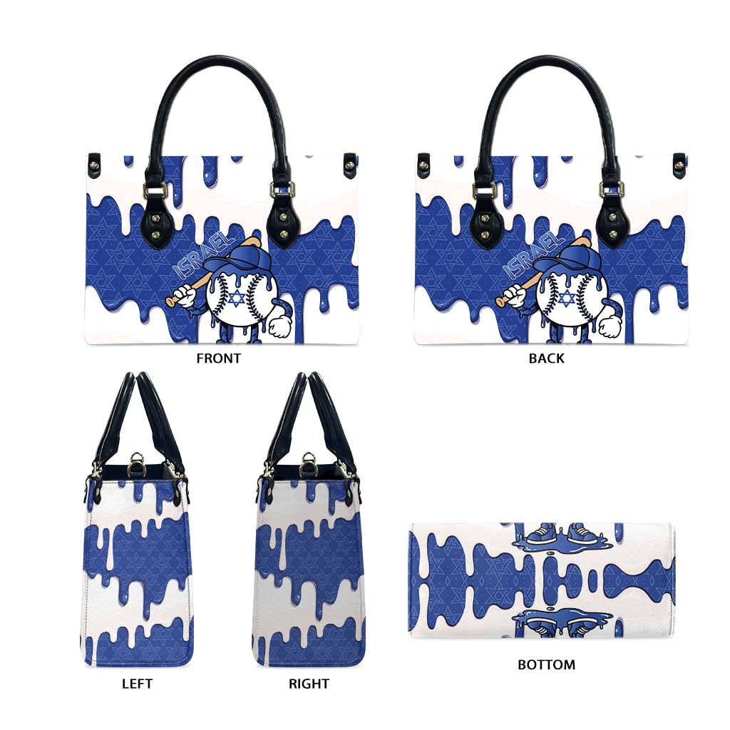 Israel 2026 Baseball Leather Bag Star of David Pattern Drip Style
