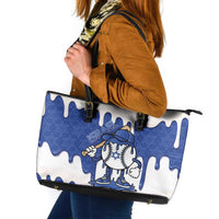 Israel 2026 Baseball Leather Tote Bag Star of David Pattern Drip Style
