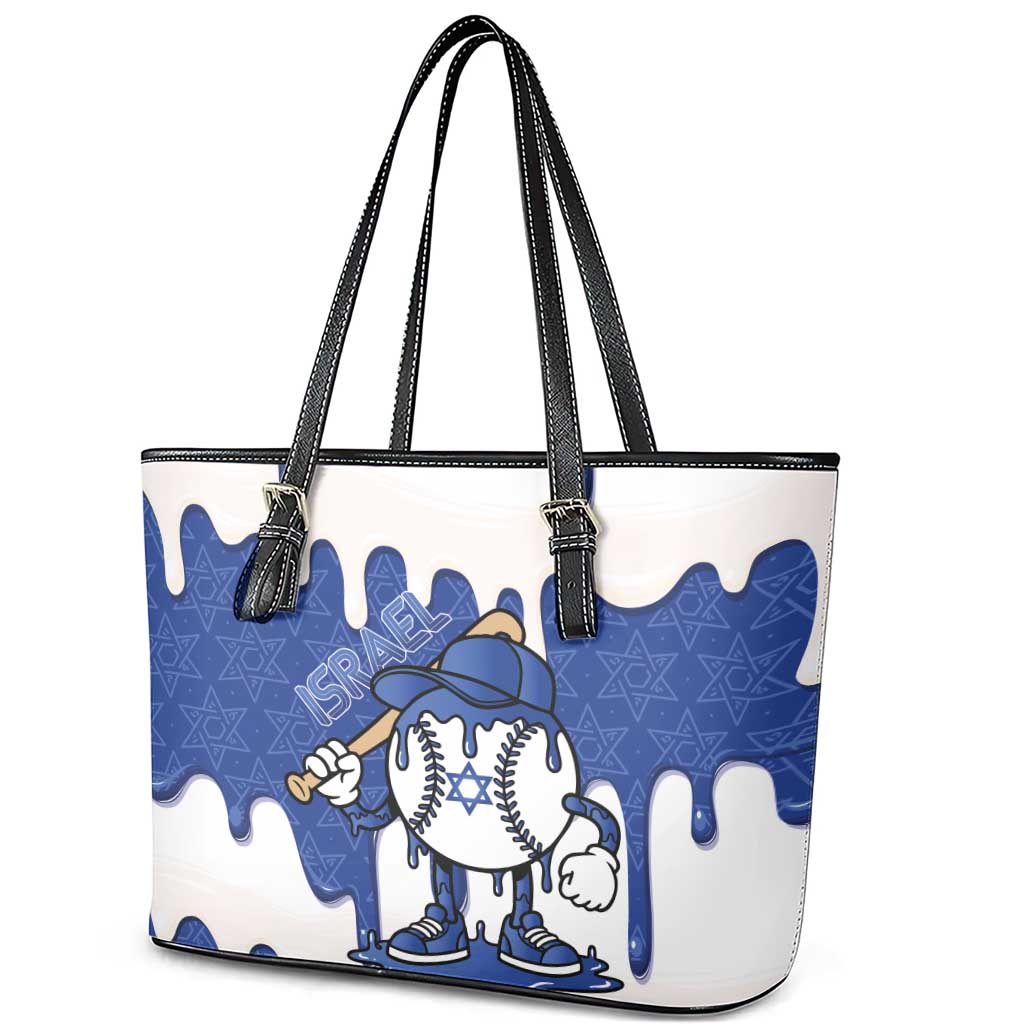 Israel 2026 Baseball Leather Tote Bag Star of David Pattern Drip Style