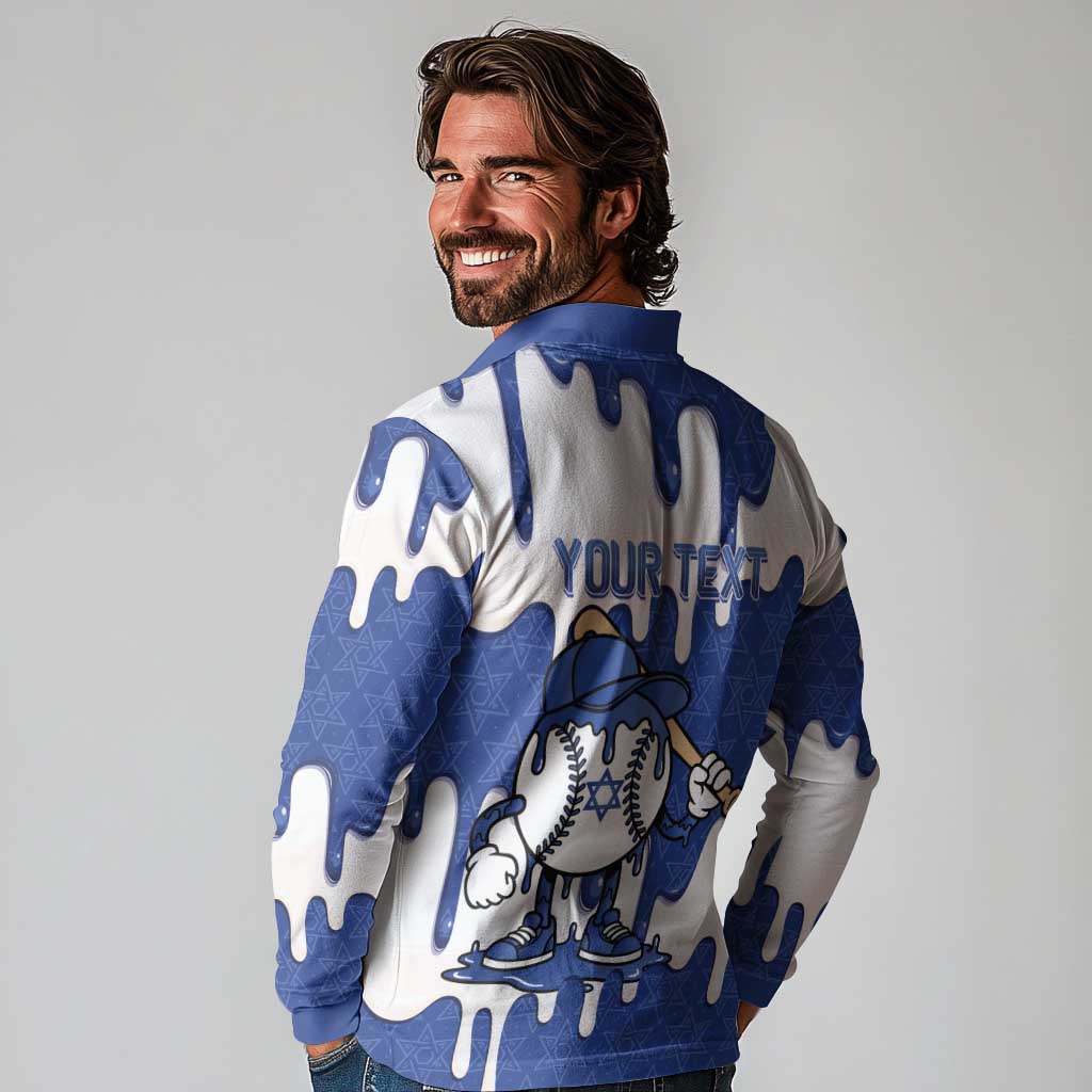 Israel 2026 Baseball Personalised Long Sleeve Polo Shirt Star of David Pattern Drip Style