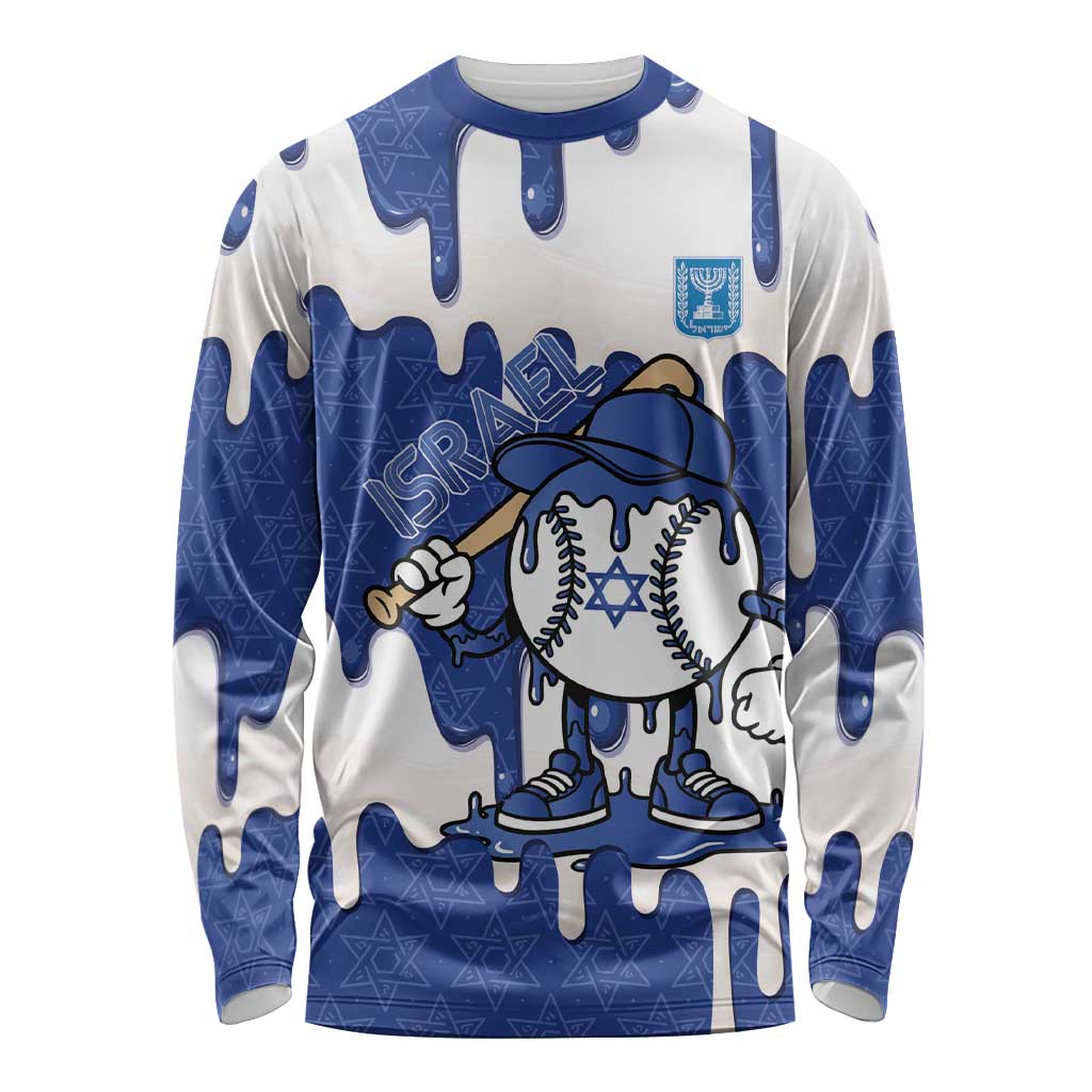 Israel 2026 Baseball Personalised Long Sleeve Shirt Star of David Pattern Drip Style