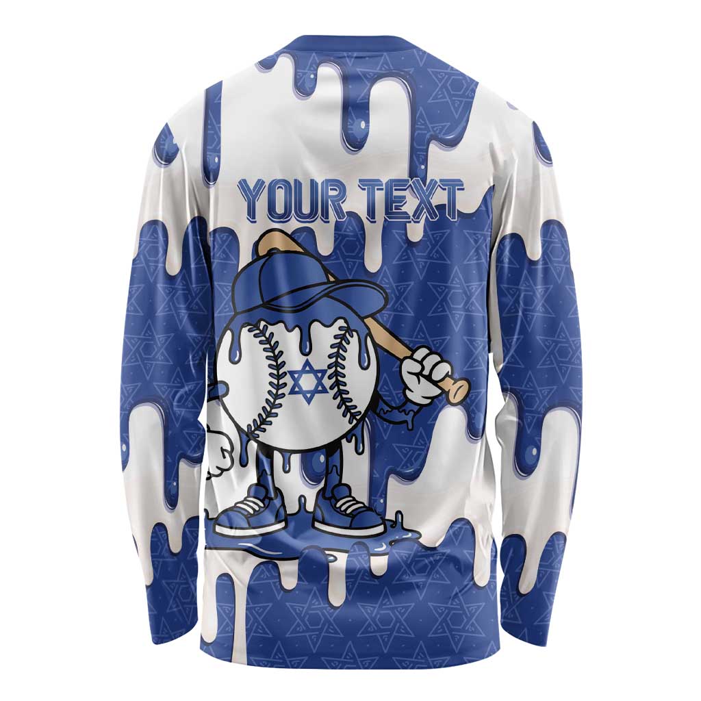 Israel 2026 Baseball Personalised Long Sleeve Shirt Star of David Pattern Drip Style