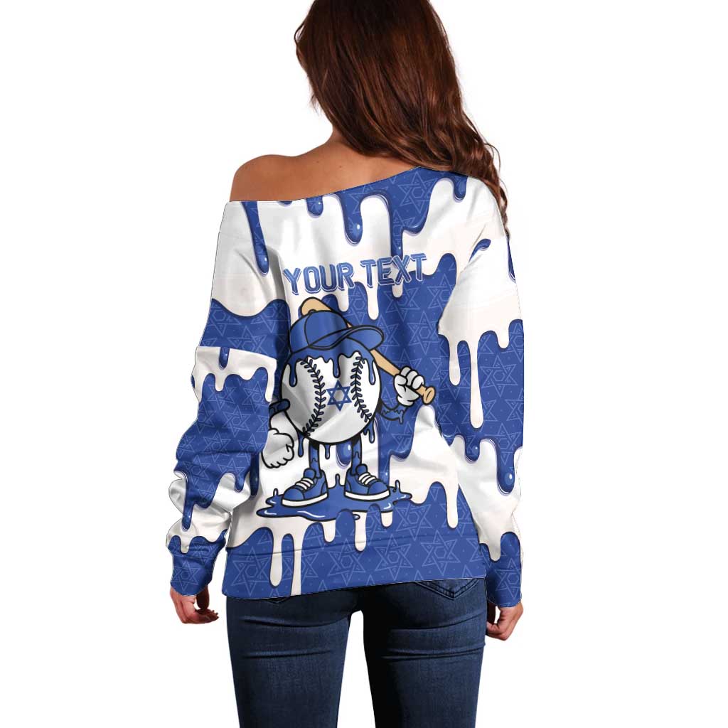 Israel 2026 Baseball Personalised Off Shoulder Sweater Star of David Pattern Drip Style