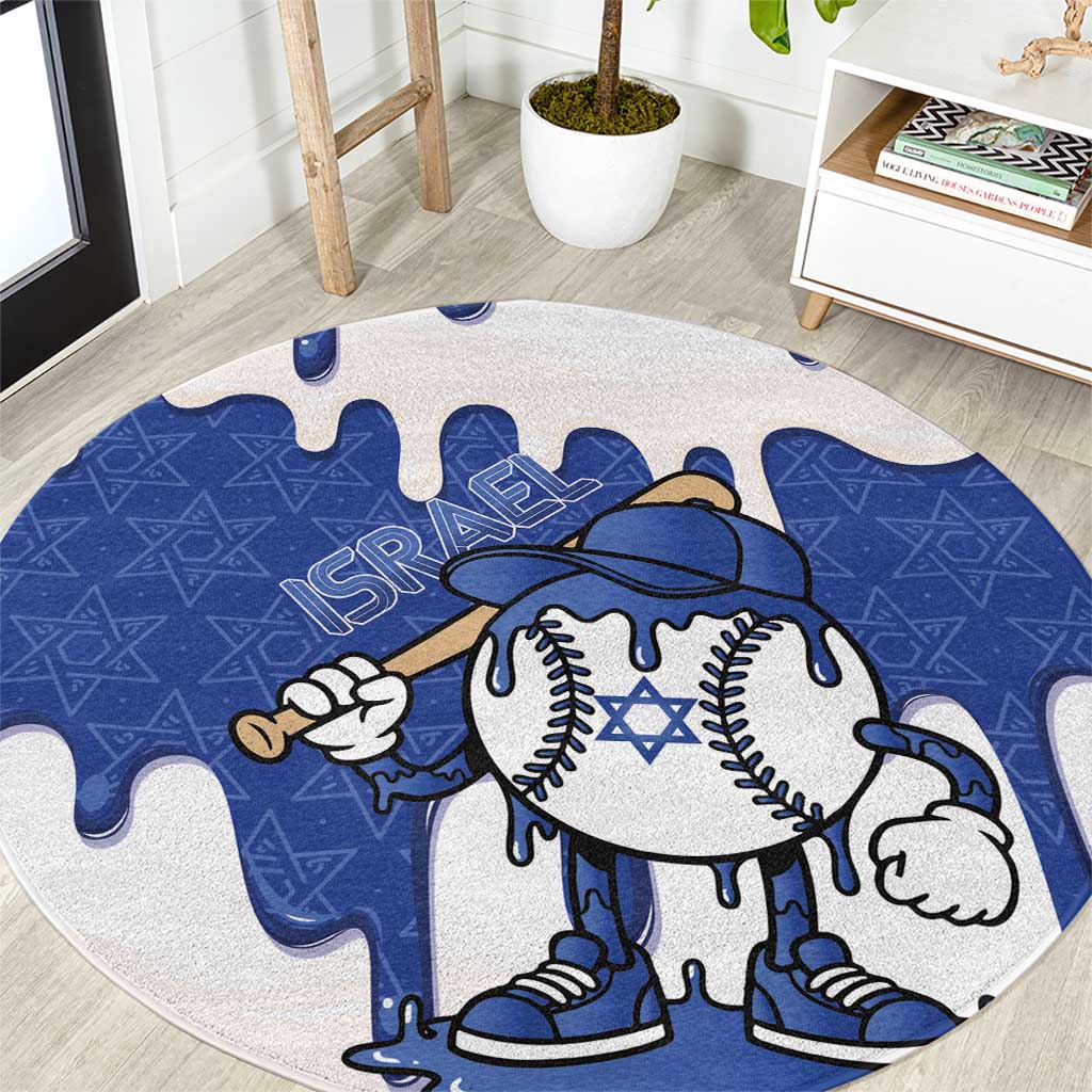 Israel 2026 Baseball Round Carpet Star of David Pattern Drip Style