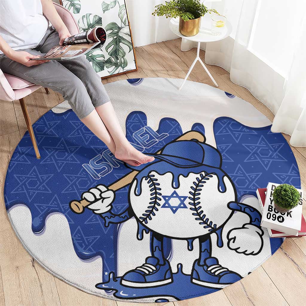 Israel 2026 Baseball Round Carpet Star of David Pattern Drip Style